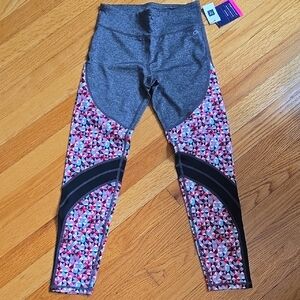 GAP Gray and Pink Leggings with Dynamic Mesh Panels